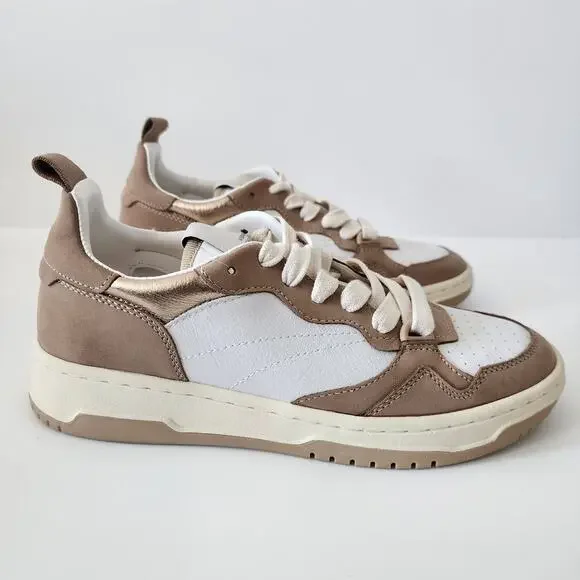 Steve Madden Tan & Cream Beige Everlie Low Top Leather Sneakers Size 7 - Picture 5 of 6